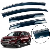 Дефлекторы окон Honda CR-V 2012-2017 с нерж. хром полоской